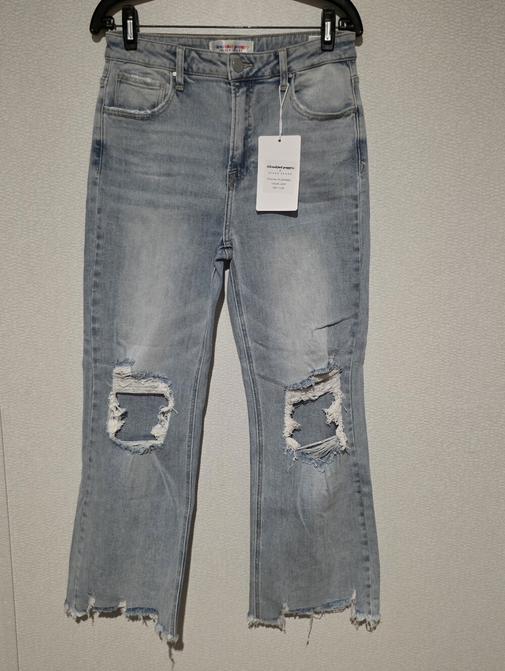 Risen High Rise Ankle Wide Leg Jeans Medium Wash Size 11/30 Freckeled Poppy